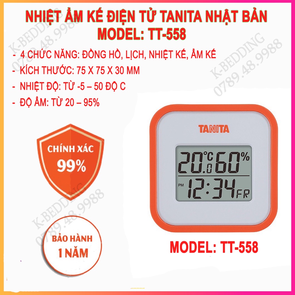 Nhiệt kế điện tử chính hãng Tanita cao cấp chính xác đo phòng ngủ cho bé (tặng Pin AAA sử dụng 1 năm)