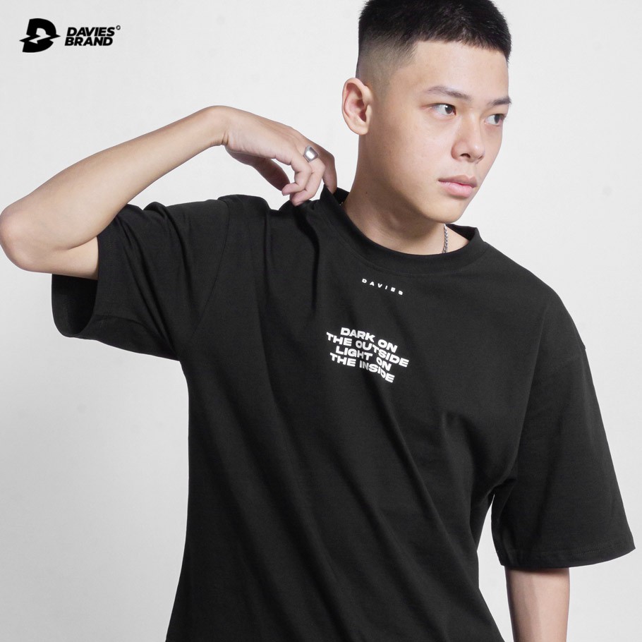 Áo thun nam form rộng tay lỡ màu đen DAVIES Daviesism SS2 - Áo phông nam local brand