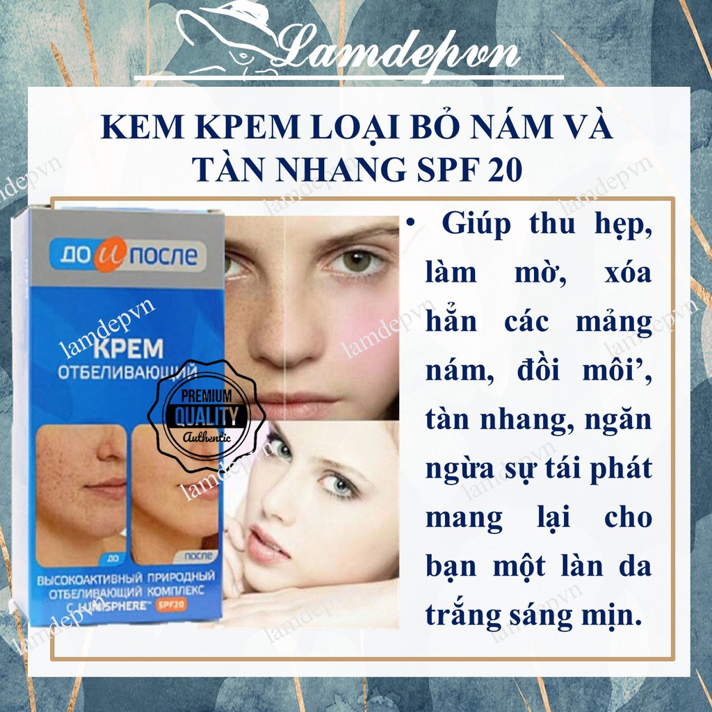 Loại bỏ Nám, Tàn Nhang Và Dưỡng Trắng Da Kpem (Kèm Chống Nắng SPF 20)