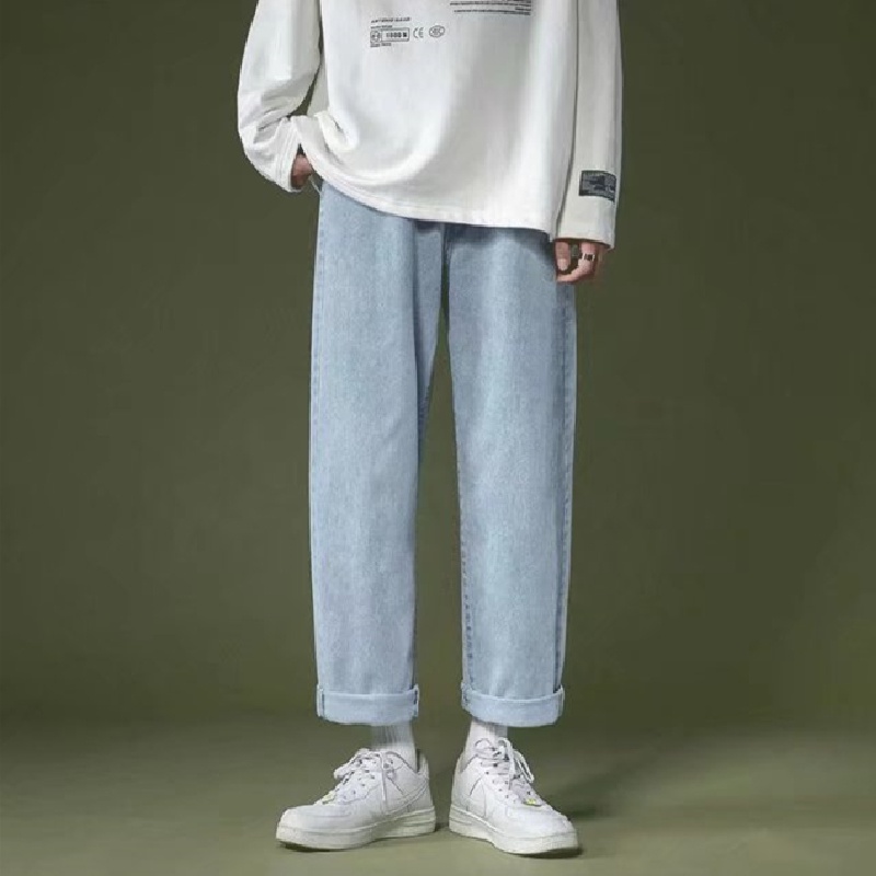Quần jeans Ống Rộng Lưng Thun Thoải Mái Phong Cách Hip Hop Đường Phố Hàn Quốc Size S-5XL Dành Cho Nam