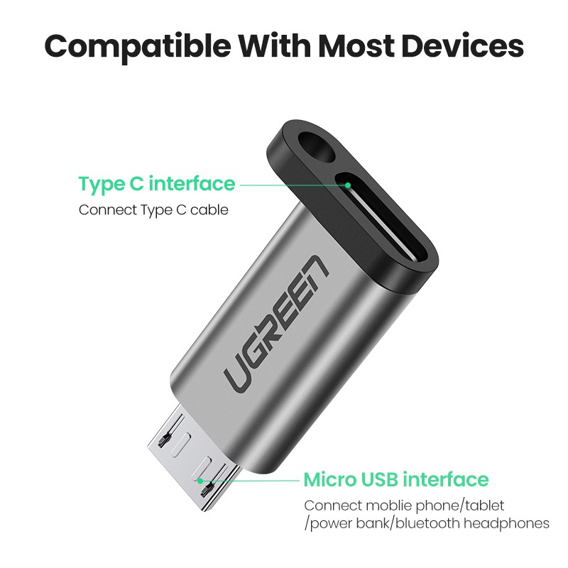 Đầu nối điều hợp Ugreen micro USB qua jack loại C chuyên dụng