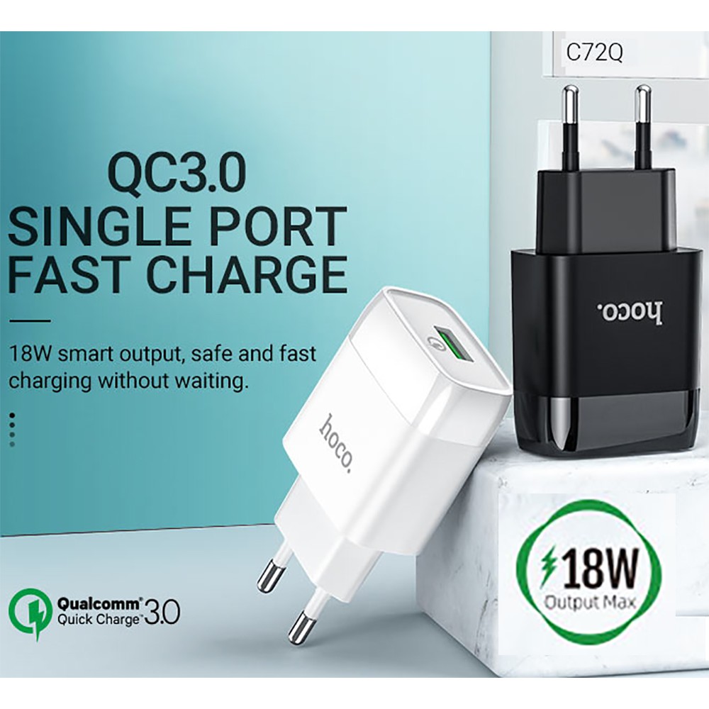 ⚡NowShip⚡ Cốc Sạc Nhanh IPhone 12 Pro Max Chính Hãng 18W Hoco C72Q Củ Sạc Nhanh Điện Thoại Cổng USB Cho Samsung Android