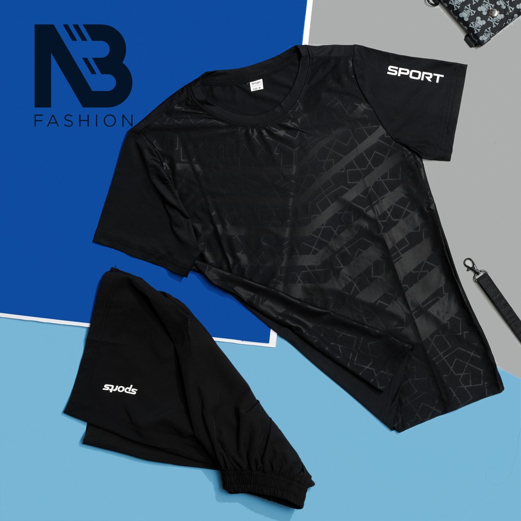 Bộ Thể Thao Nam Cộc Tay In Vân Cao Cấp, 💖FREESHIP💖, Bộ Hè Nam, Chất Thun Co Dãn 4 Chiều SPORT[NB Fashion] | BigBuy360 - bigbuy360.vn