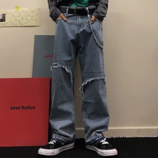 (Q83) Quần Jeans nam ống suông, thiết kế rách lạ