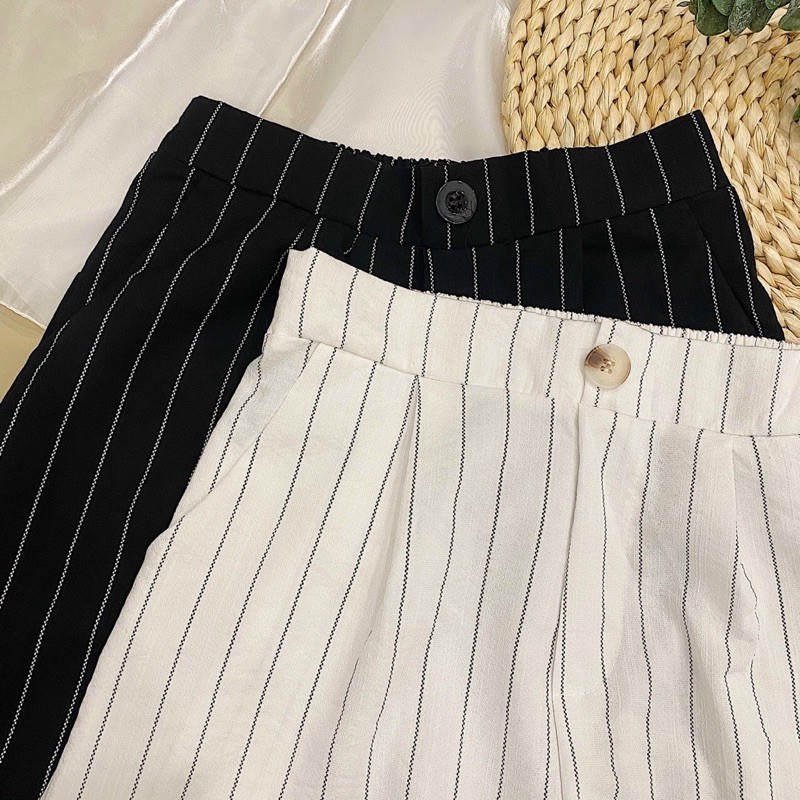 Quần Dài STRIPED CULOTES chất đũi siêu mát hoạ tiết sọc dọc giúp chân thon dài sau lưng bo chun co giãn