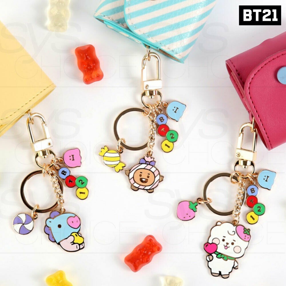 BTS BT21 Hàng thật chính thức JELLY CANDY Kim loại móc khóa