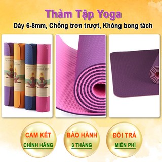 Thảm Tập Yoga 2 Lớp Dày 6-8mm , Thảm Tập Gym 2 Lớp Chống Trơn Trượt Cao Cấp