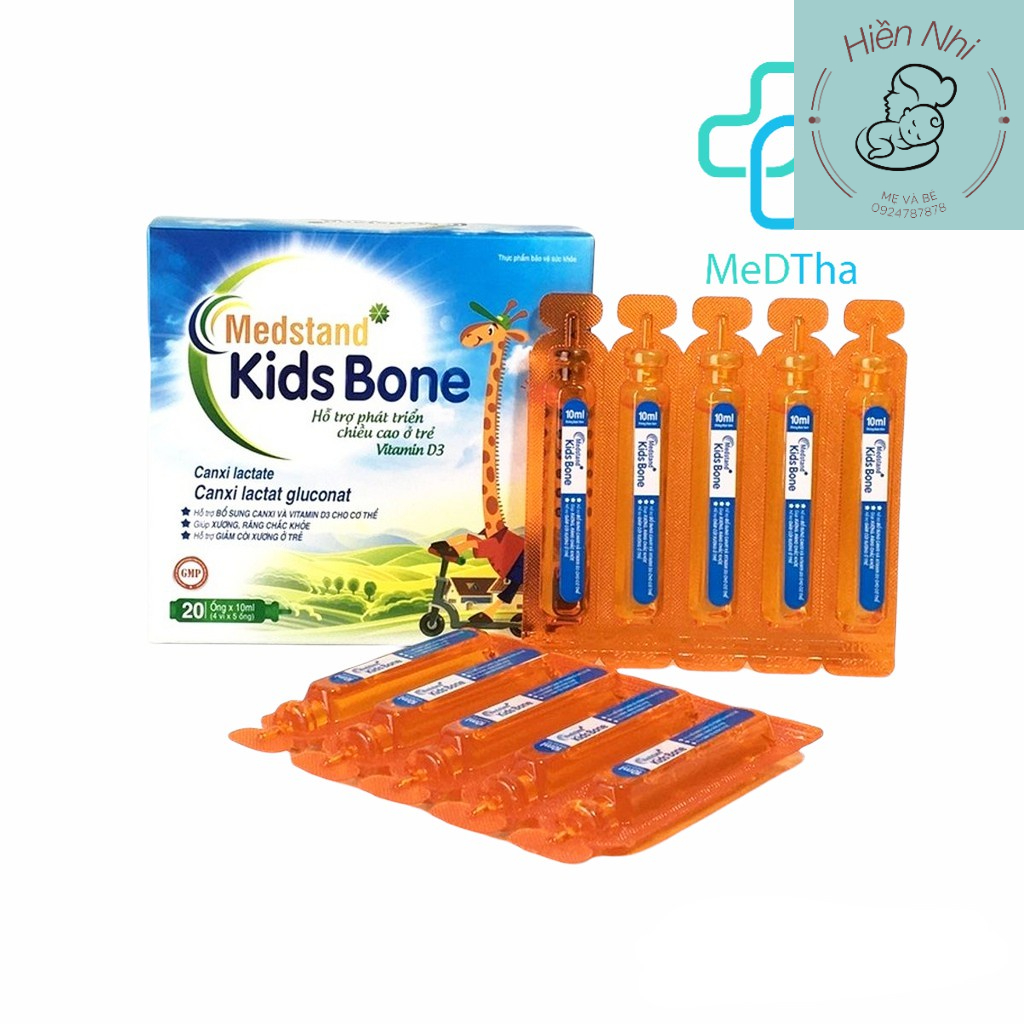Siro Canxi+D3K2 MK7 KIDS BONE - Hỗ trợ phát triển chiều cao ở trẻ, bổ sung Canxi và Vitamin D3 (Hộp 20 ống) MEDSTAND