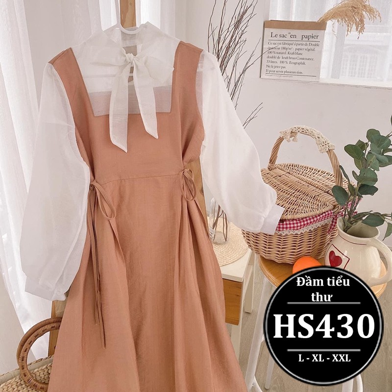ĐẦM BIGSIZE TIỂU THƯ PHỐI NƠ HS430 - Màu ĐEN,NUDe - Size L,Xl,XXL | BigBuy360 - bigbuy360.vn