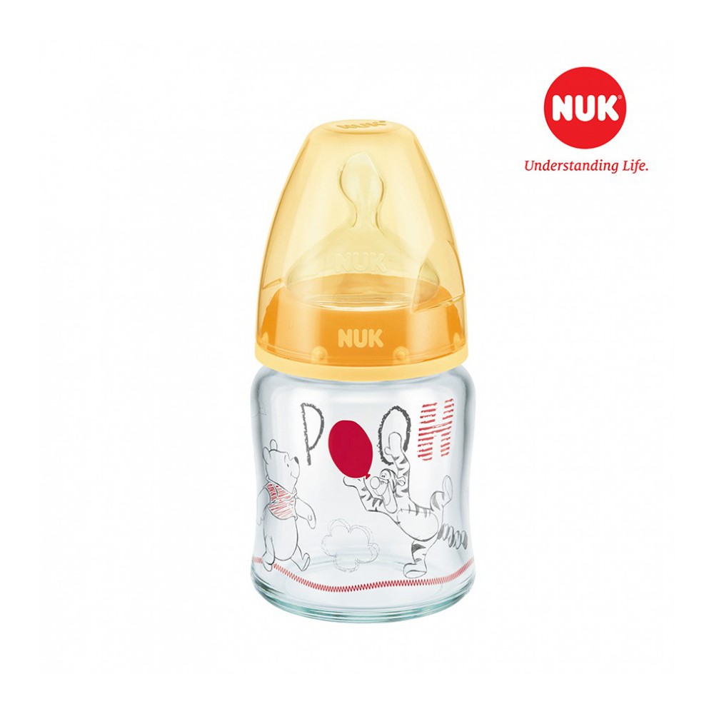 Bình sữa NUK Premium Choice thủy tinh núm ti Silicone S1 - M (Disney) 120ml/140ml