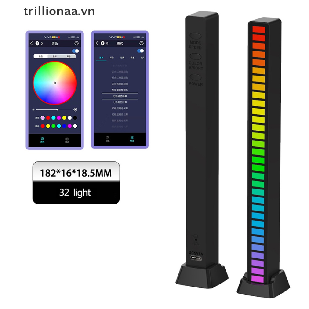 Đèn Ngủ Trillionaa RGB Điều Khiển Bằng Âm Thanh Tạo Không Khí Ban Đêm Trang Trí Nhà Cửa