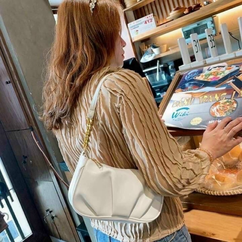 Túi Đeo Vai Kẹp Nách Nữ Chất Da Mềm Phối Dây Xích To Phong Cách Hotgirl Hàn Quốc Hottrend 2022