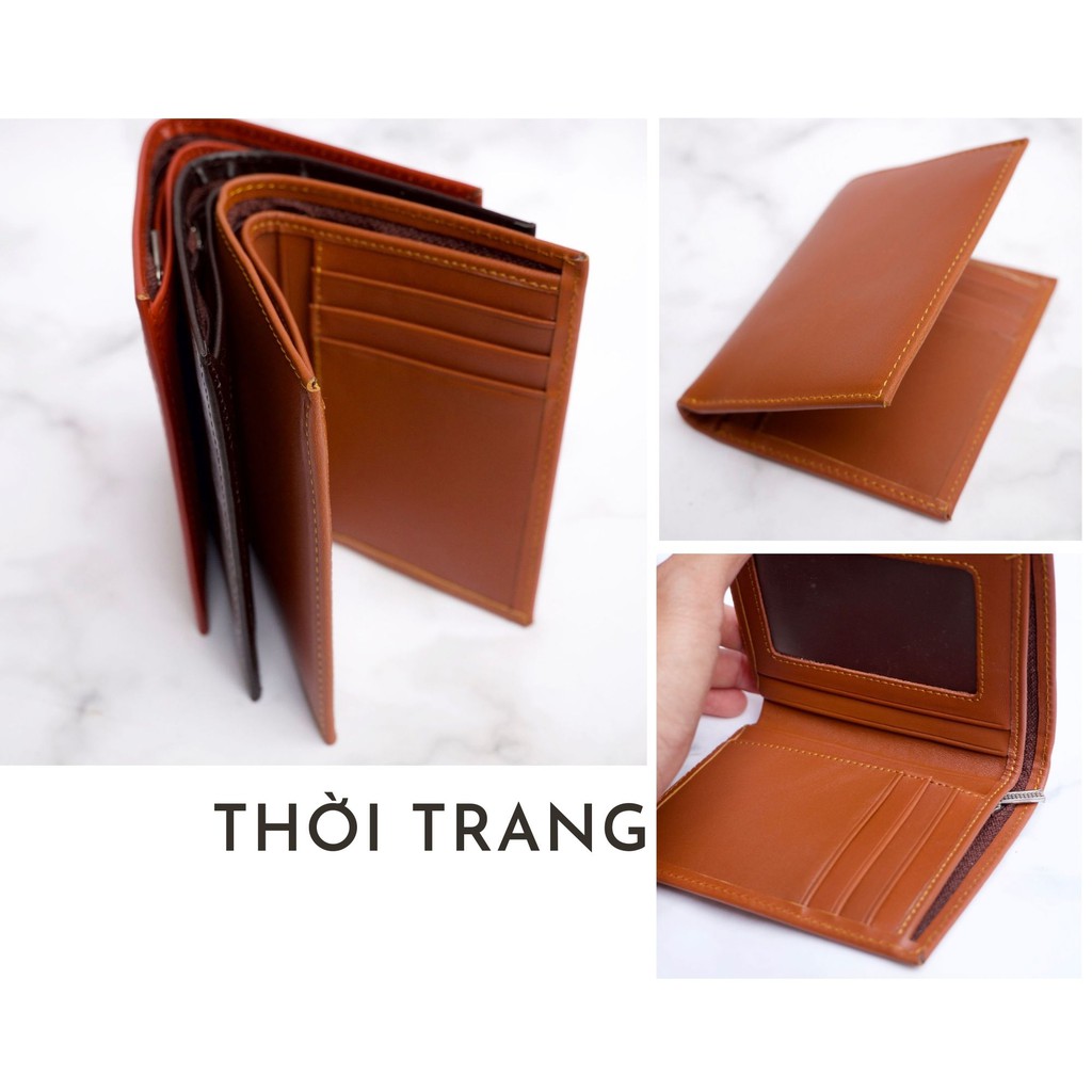 Ví Nam Đứng Da Bò Thật Chống Trầy Xước Miễn Phí Khắc Tên Theo Yêu Cầu WD008