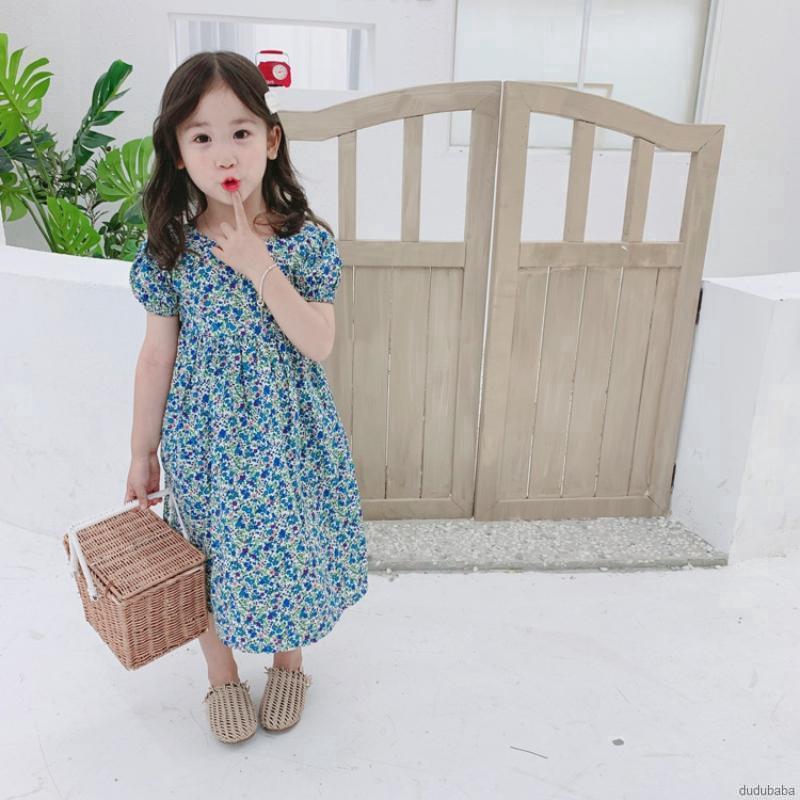 Đầm Bé Gái Hở Lưng Tay Ngắn In Hoa Dễ Thương