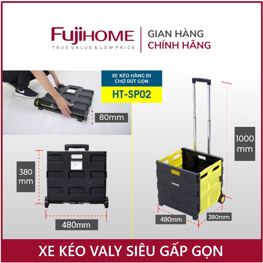 Xe đẩy hàng gấp gọn đi chợ 2 bánh ADVINDEQ HT-SP02, xe kéo hàng Đài Loan đi chợ gấp gọn mini siêu thị đa năng