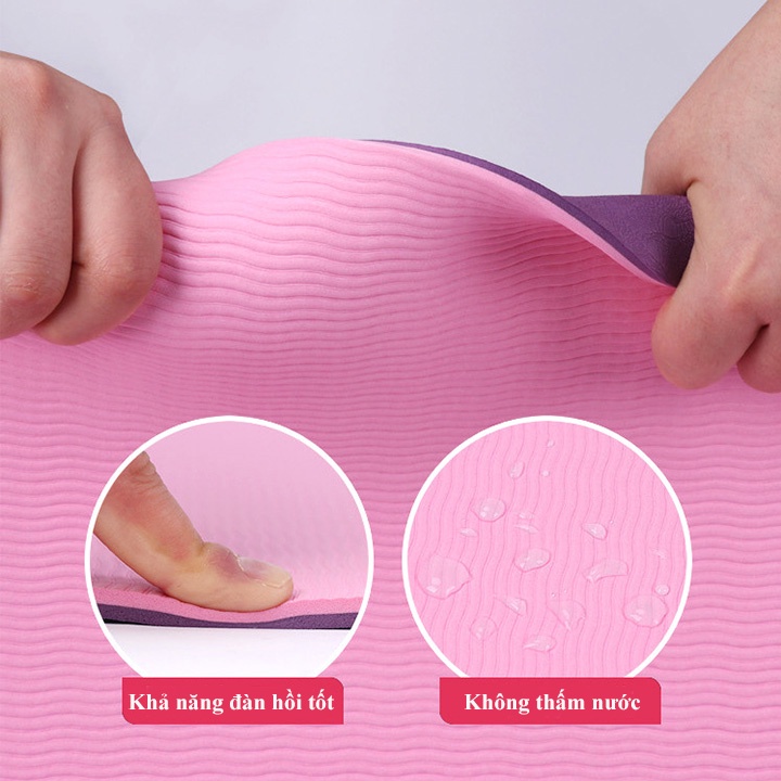 Thảm Tập Yoga Gym 2 Lớp TPE Chống Trơn Trượt 6mm-8mm tập tại nhà