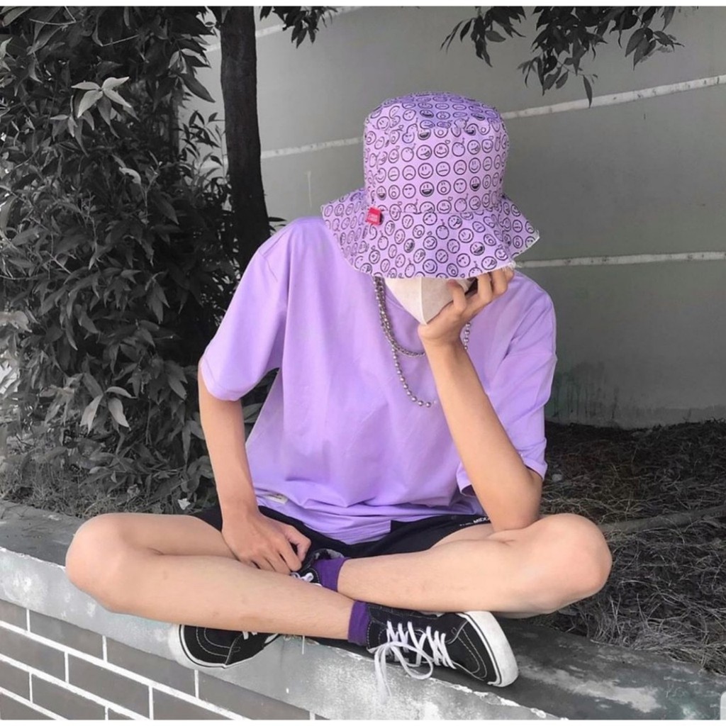 áo thun tay lỡ màu tím môn nam &amp; nữ FOME RỘNG có chọn size, chất thun xịn 1-tm7