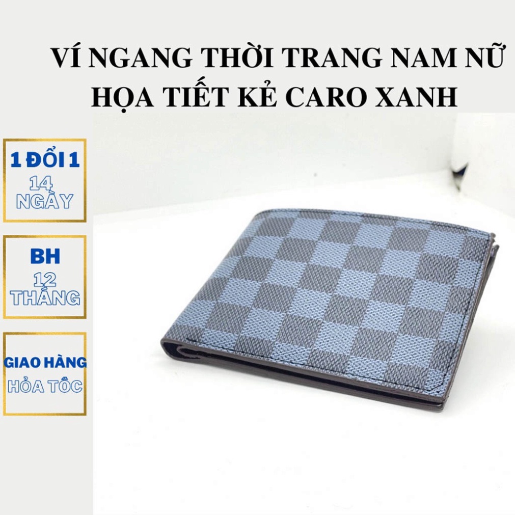 Ví nam ngắn kẻ caro FRD02 bóp da nhiều ngăn thời trang sành điệu