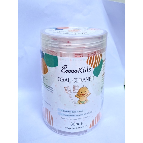 Hộp 30 que rơ lưỡi / gạc tưa lưỡi vệ sinh miệng an toàn cho bé sơ sinh EMMAKIDS