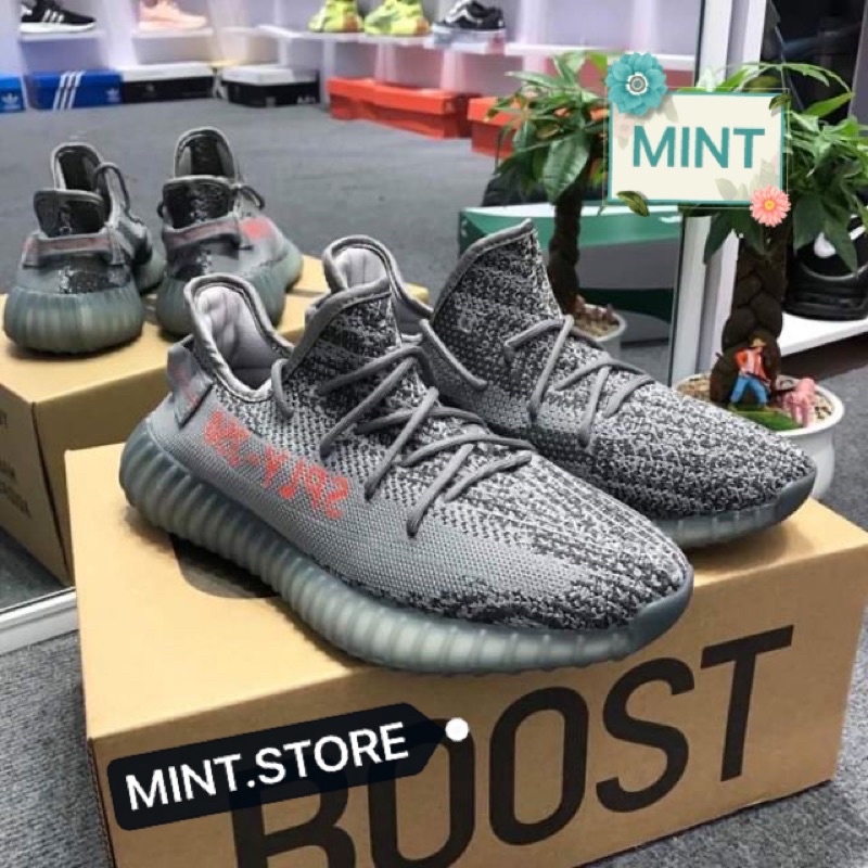 MINTSTORE Giày Sneaker Xám Viền Chữ Đỏ