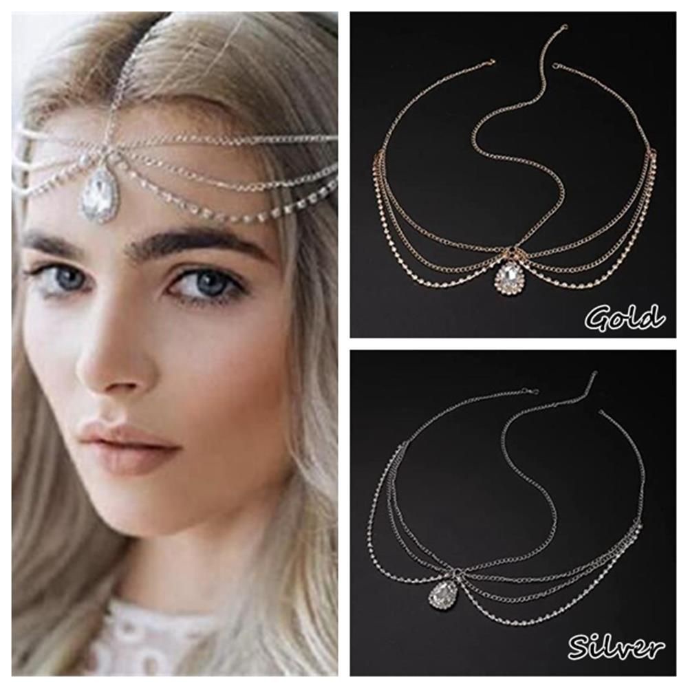 Bebetterm 1Pc Head Chain Crystal Rhinestone Alloy Wedding Jewelry Bride Hair Jewelry Accessories