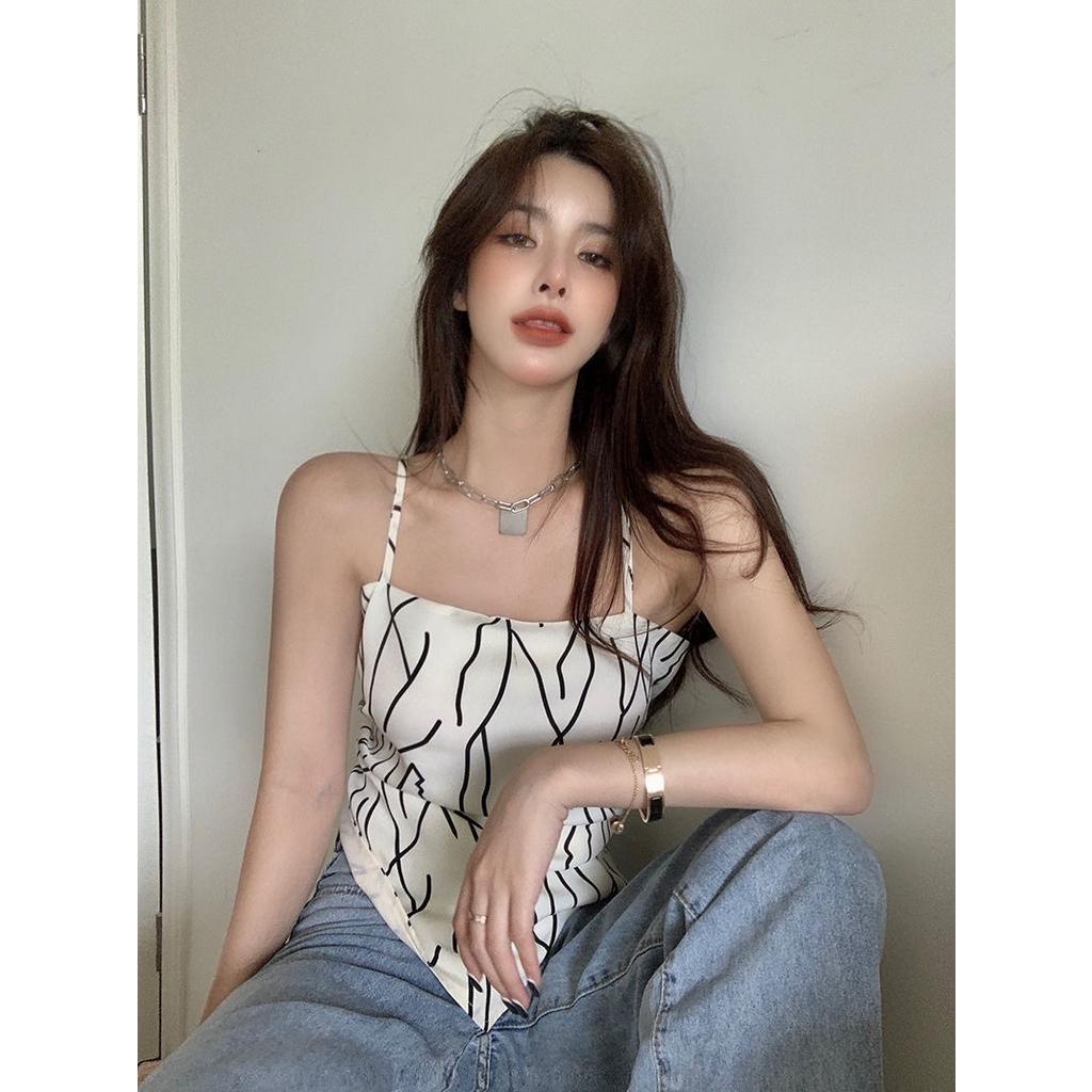 Áo Lửng Hai Dây In Họa Tiết Kiểu Dáng Quyến Rũ Dành Cho Bạn Gái