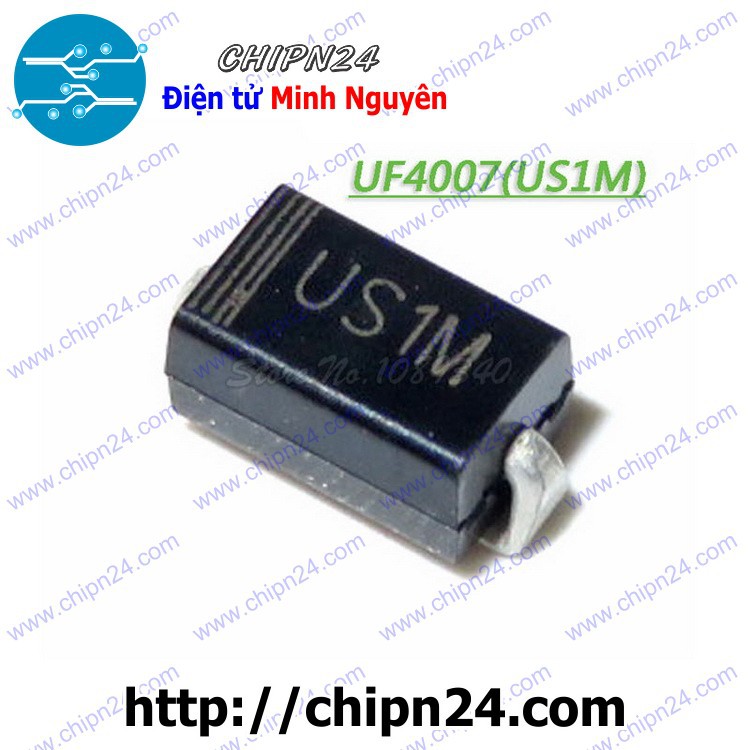 [10 CON] Diode Dán US1M 1A 1000V (SMD Dán) (HER107 UF4007)