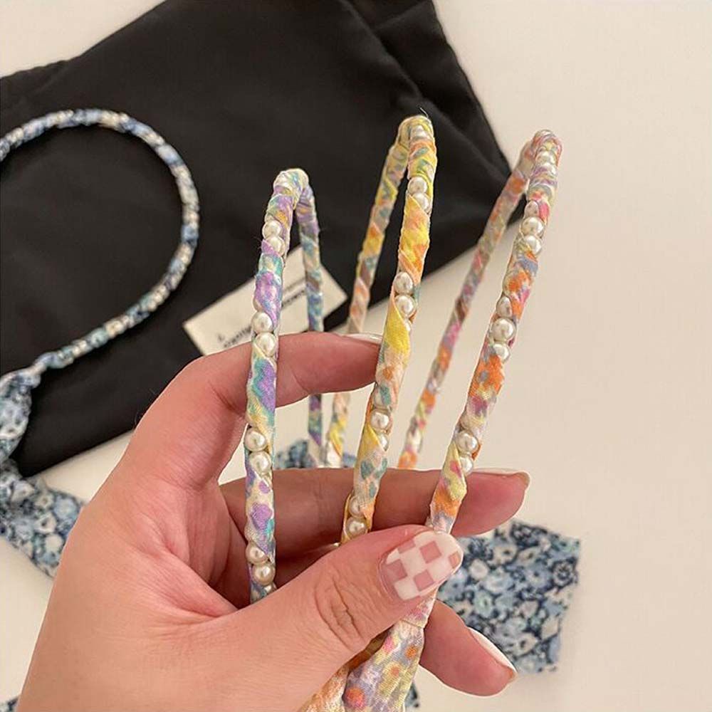 Băng Đô Vải Voan Thắt Nơ Đính Ngọc Trai Dễ Thương Dành Cho Nữ