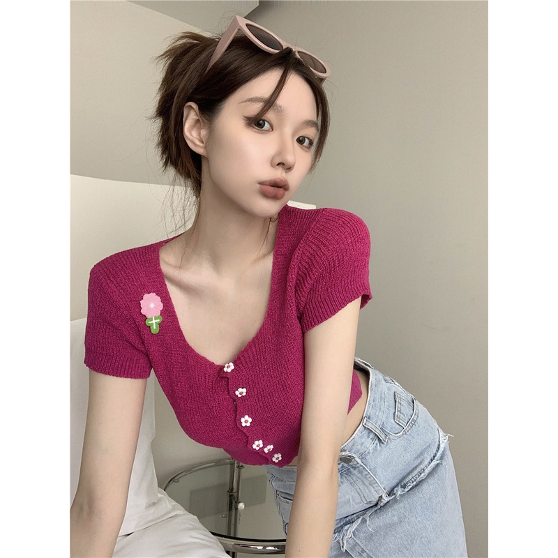 Áo Cardigan Ngắn Tay Cổ Vuông Phong Cách Hàn Quốc Thời Trang Cho Nữ