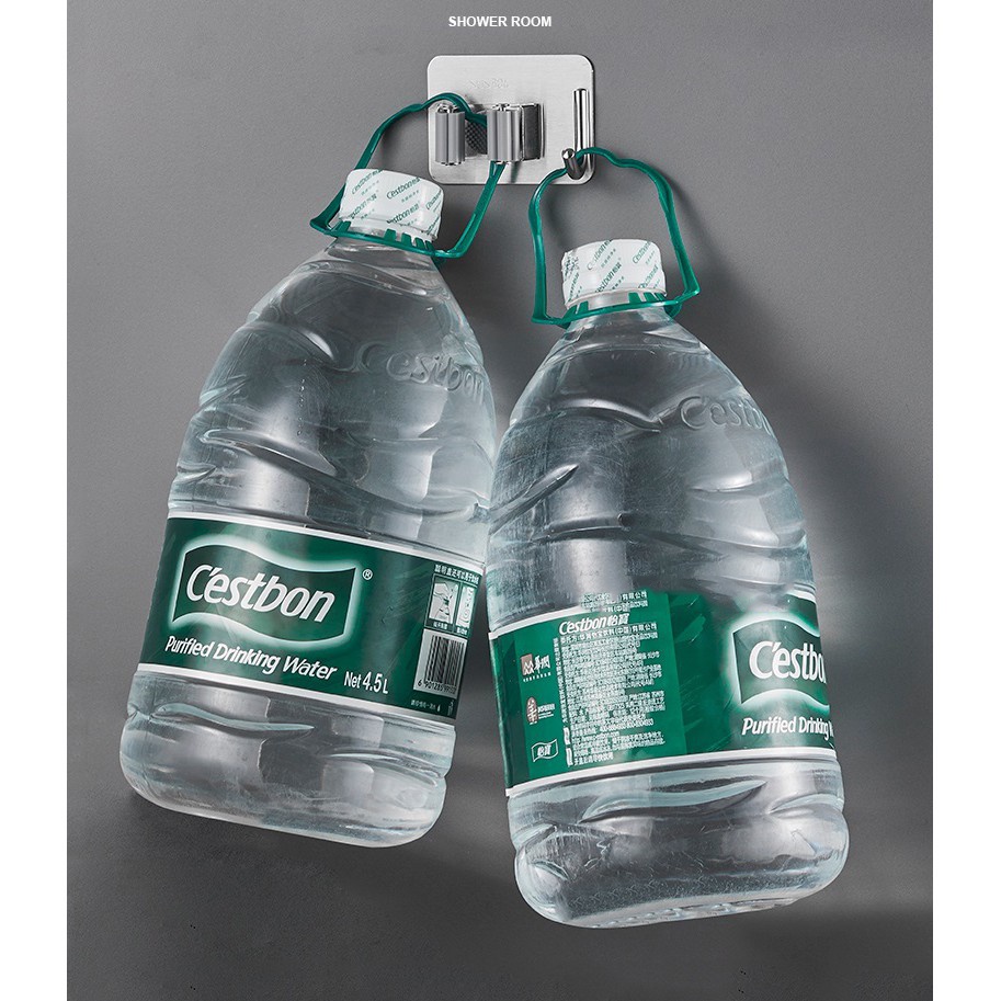 Móc dán tường giữ cây lau nhà, treo chổi inox 304 chịu lực tốt không thấm nước tặng kèm keo dán inox