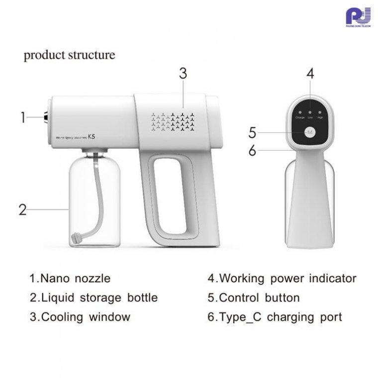 [ SẢN PHẨM HOT ] Máy Phun Xịt Khử Khuẩn K5 Pro Diệt Khuẩn Không Dây Chống Vi Khuẩn Virut Tích Hợp 6 đèn UV diệt 99%