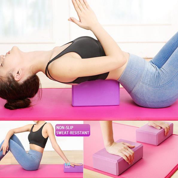 Combo Vòng Tập Yoga 2 Viên Gạch Gối Và 1 Dây Đai Yoga Kích Thước Chuẩn Chính Hãng