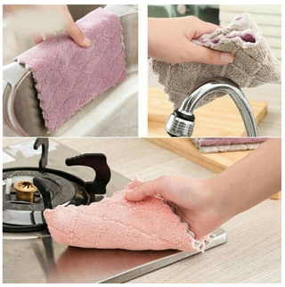 Khăn lau bát đĩa/ cốc thấm nước chống dính dầu mỡ hai mặt loại to đa năng cho nhà bếp 16x27cm