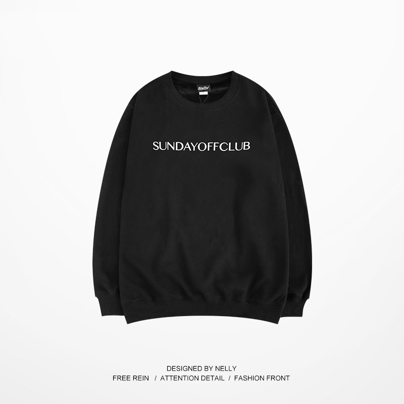 Áo sweater Nelly nỉ lót lông mềm in hình "SUNDAY OFF CLUB" áo nỉ