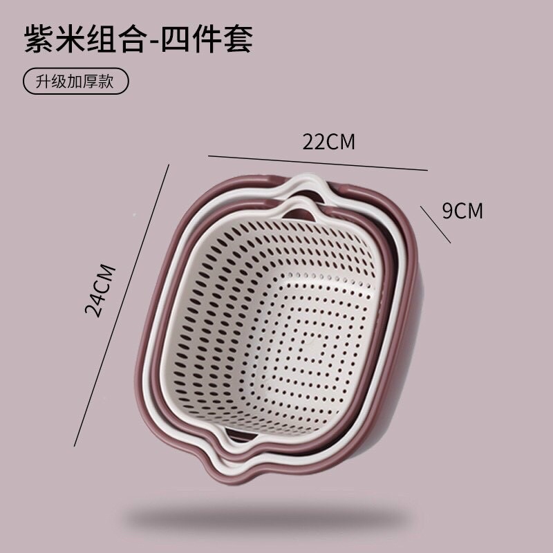 Rổ vuông Rửa Trái CâyFREESHIPRổ Nhựa Kèm Chậu 2 Trong 1 Mẫu Mới Hàng Loại Dày Dặn