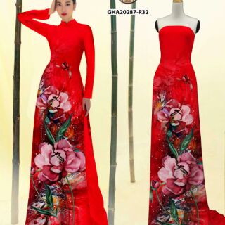 Vải áo dài hoa hồng