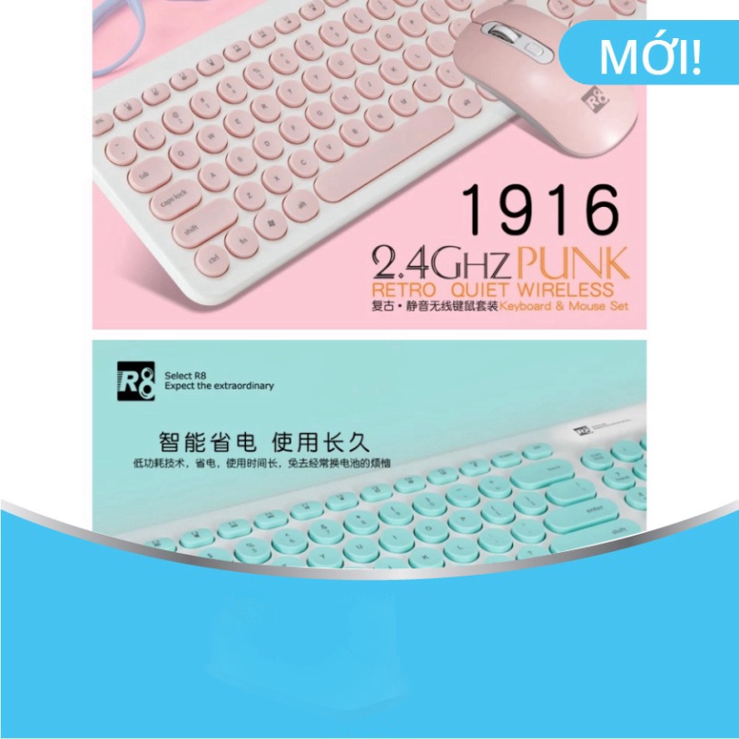 Bộ bàn phím + chuột không dây R8 1916 chính hãng