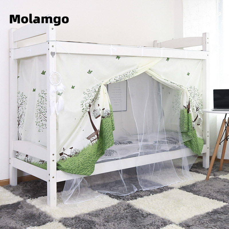 MOLAMGO  Giường đôi sử dụng màn che tích hợp màn chống muỗi trong phòng ngủ tập thể