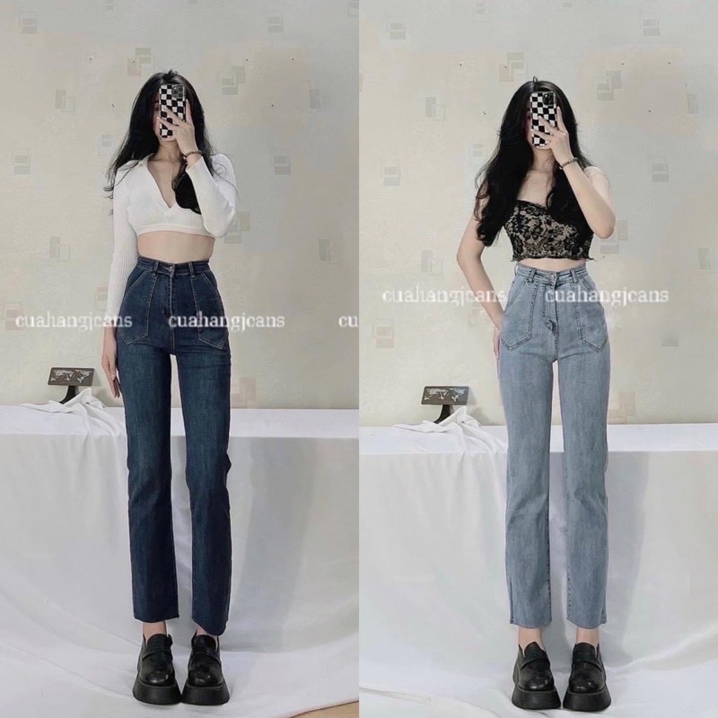 Quần ống đứng 2 túi trước chất bò đẹp co dãn