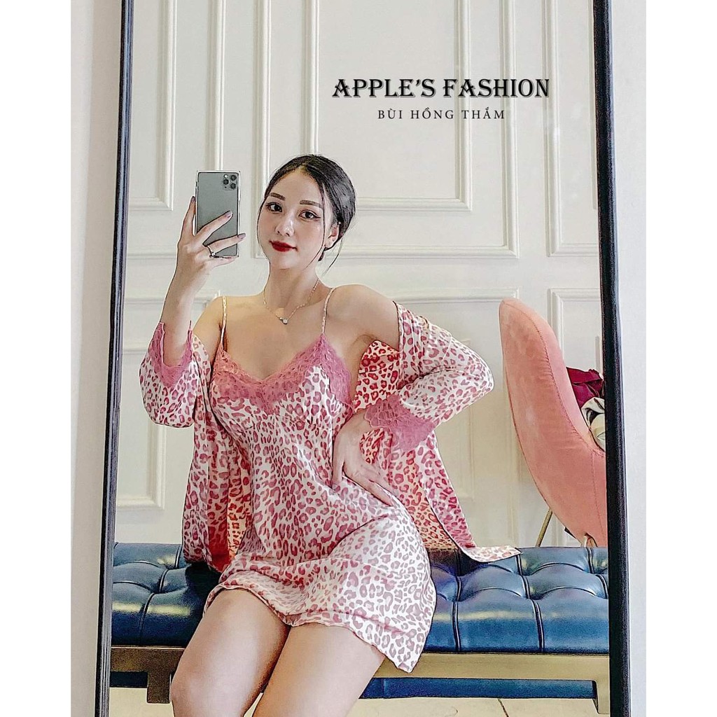 Đồ Ngủ Sexy❣️ Váy ngủ da beo có mút ngực lụa satin cao cấp FreeShip - Có Ảnh Thật  Đầm mặc nhà gợi cảm quyến rũ (M23)