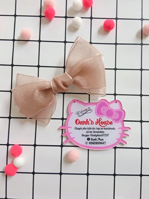 Kẹp nơ voan nhũ 2 tầng không đuôi