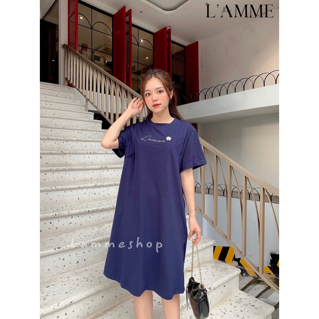 [Mã FATHANG5 giảm 10K đơn 50K] Váy bầu đẹp chất cotton VC01 thêu hoa cúc có chỗ cho em bé tuti thiết kế bởi LAMME