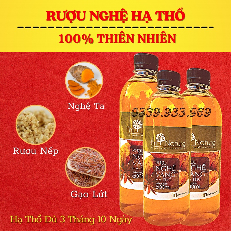 Rượu Nghệ Vàng Hạ Thổ I'm Nature Làm Mờ Thâm Rạn - Sáng Da - Se Khít Chân Lông (500ml)