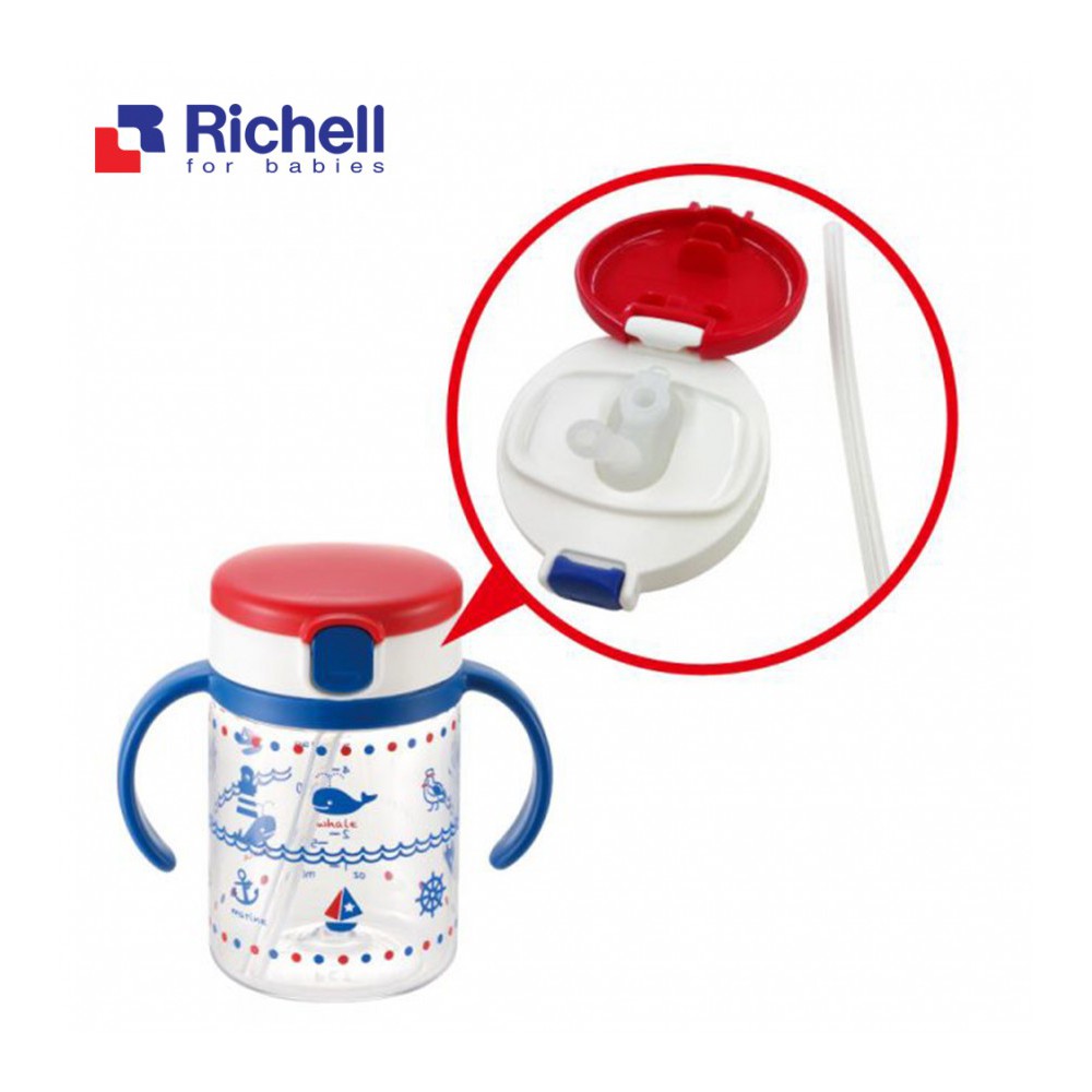 Cốc tập uống cho bé RICHELL 200ml, cốc tập uống nước chất liệu an toàn cao cấp - Monnie Kids