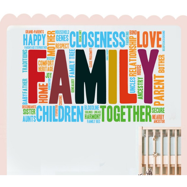 Decal trang trí tiếng anh FAMILY