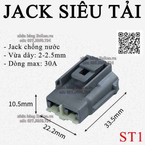 Giắc điện SIÊU TẢI CHỐNG NƯỚC dòng cao max 30A BaRon.vn