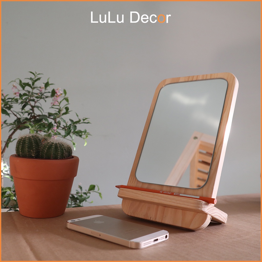 Gương Trang Điểm Để Bàn Gỗ Thông Lắp Ghép, Nội Thất Và Trang Trí – LuLu Decor