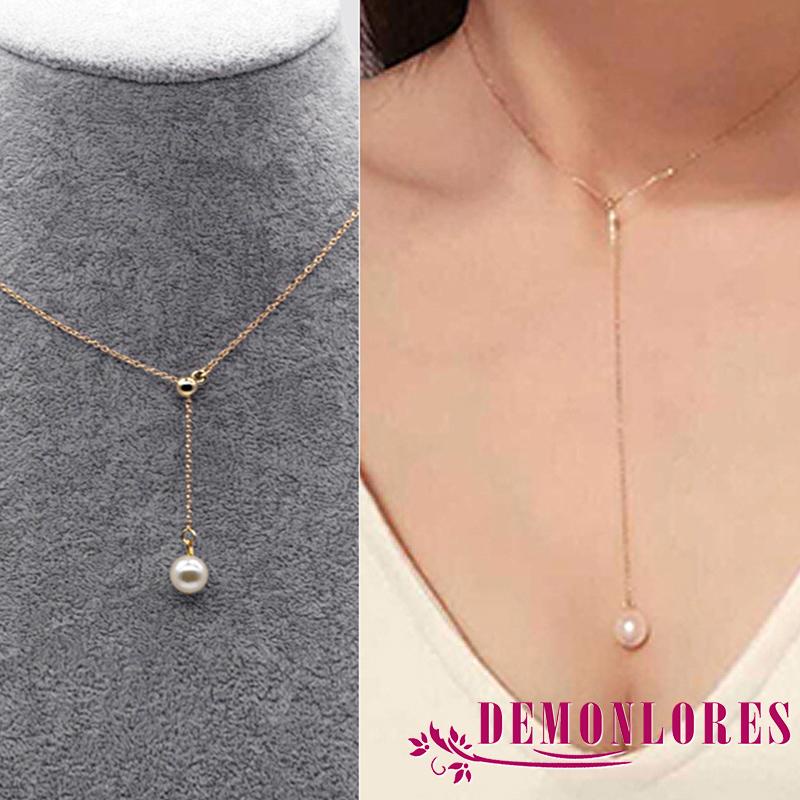 Vòng cổ Chữ Y Phối Ngọc Trai Nhân Tạo Thời Trang Cho Nữ