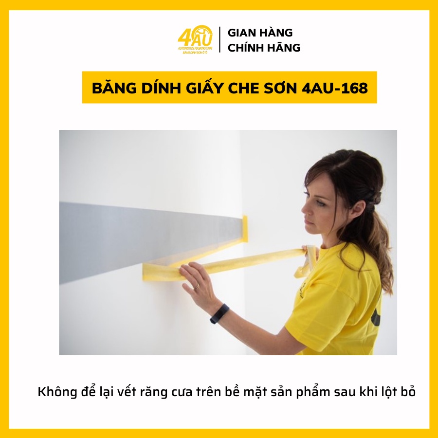 Băng keo giấy đủ size không để lại keo 4AU Băng dính vàng viết chữ, chặn màu nước, màu Acrylic, sơn, chịu nhiệt_VATTUSON
