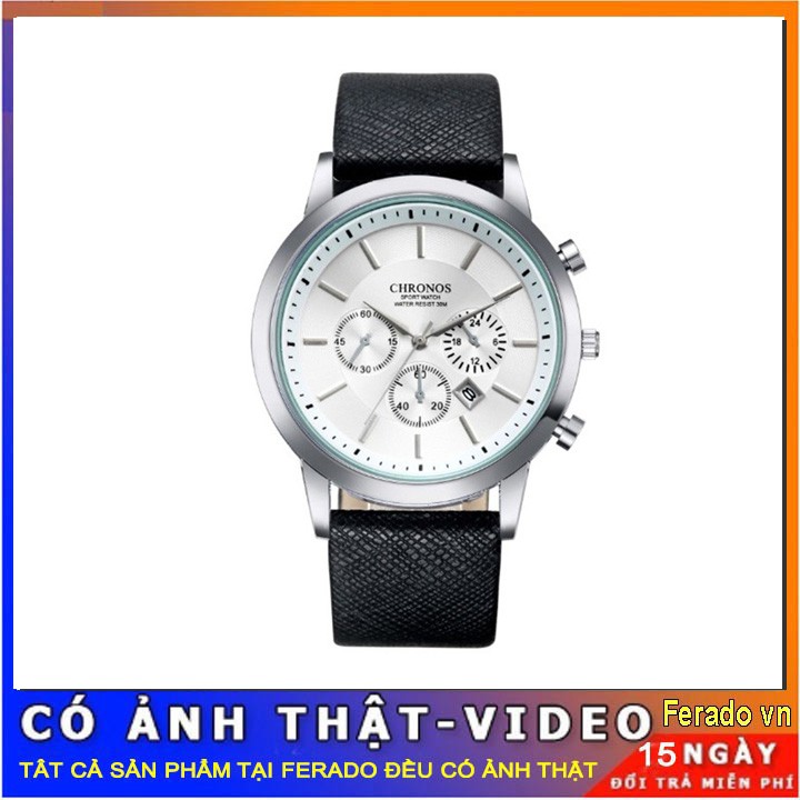 Đồng Hồ Nam Chronos Dây Đeo Da Thời Trang Chống Nước
